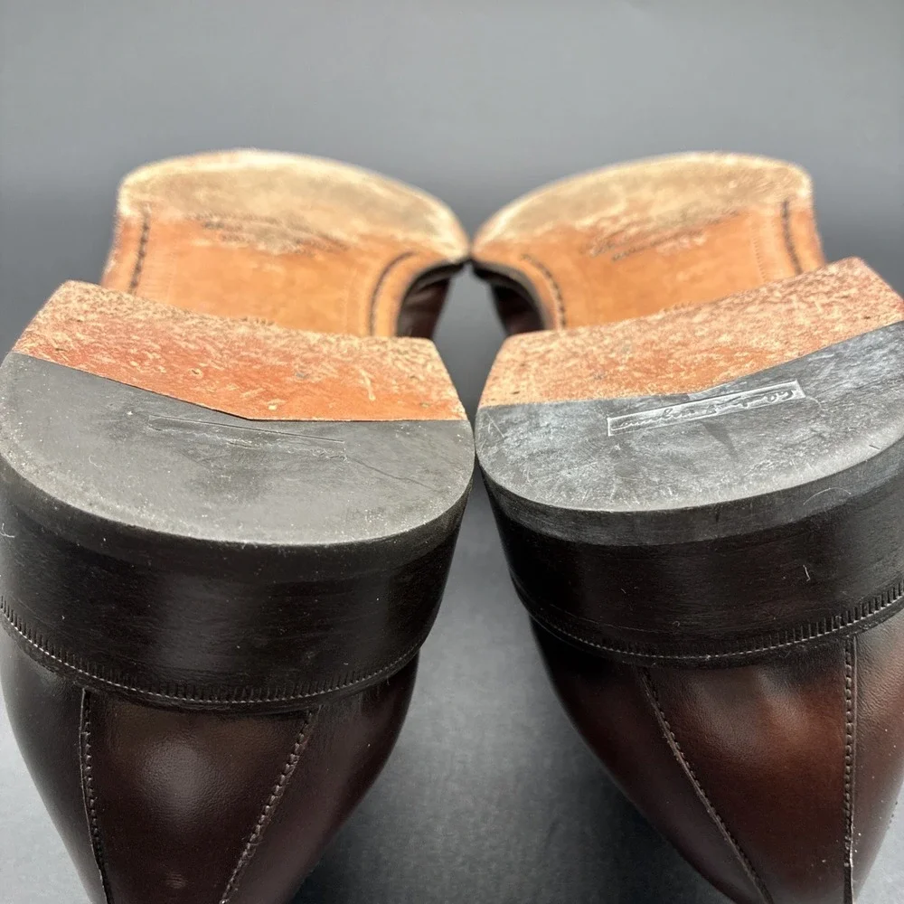Salvatore Ferragamo Oxford Shoes Men's 11.5 D Brown Leather Cap Toe Made Italy